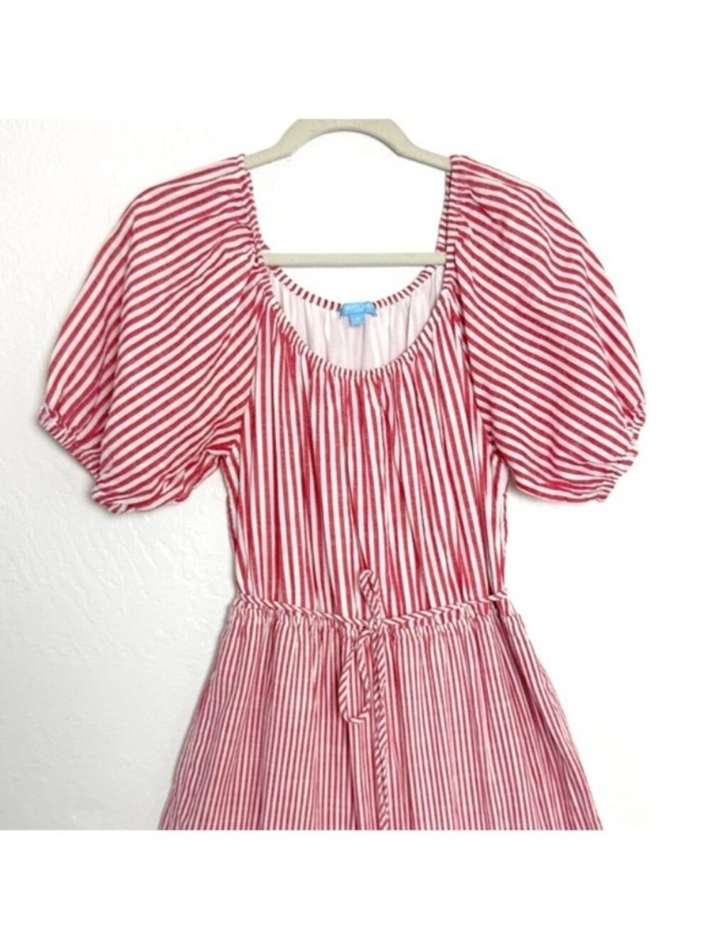 Draper James striped Red and white Tiered Cotton midi Dress Flared Medium - Picture 4 of 12
